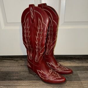 Red Western Heeled Boots